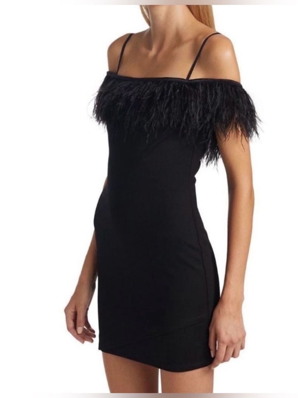 NWT Bailey 44 Black Boa Neck Sleeveless Ponte Knit Bodycon Mini Dress XS